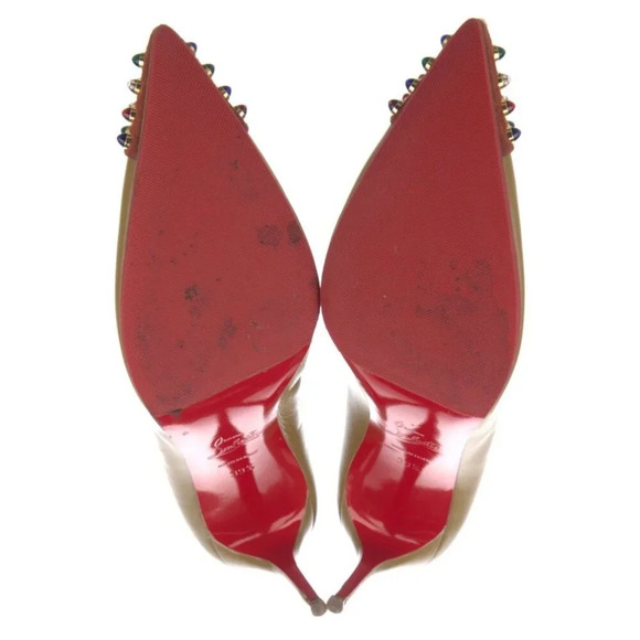 Christian Louboutin RARE Olive Green Cabo Pointed Pumps Jewelled Cap Toe EU 39.5 - Picture 11 of 15
